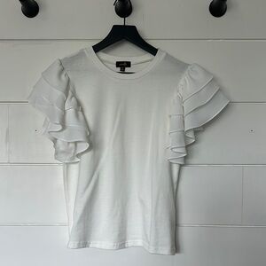 Chic White Ruffle Sleeve Top
